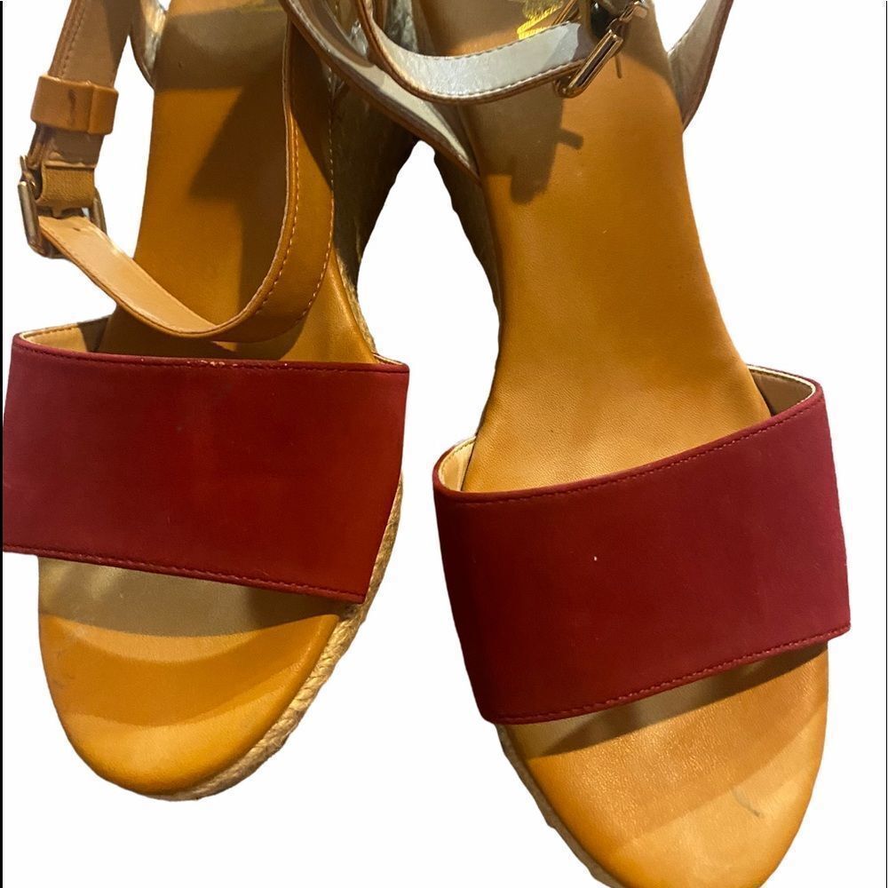 Women's Iman Signature Strappy Raffia Wedges Size 9 Wide
